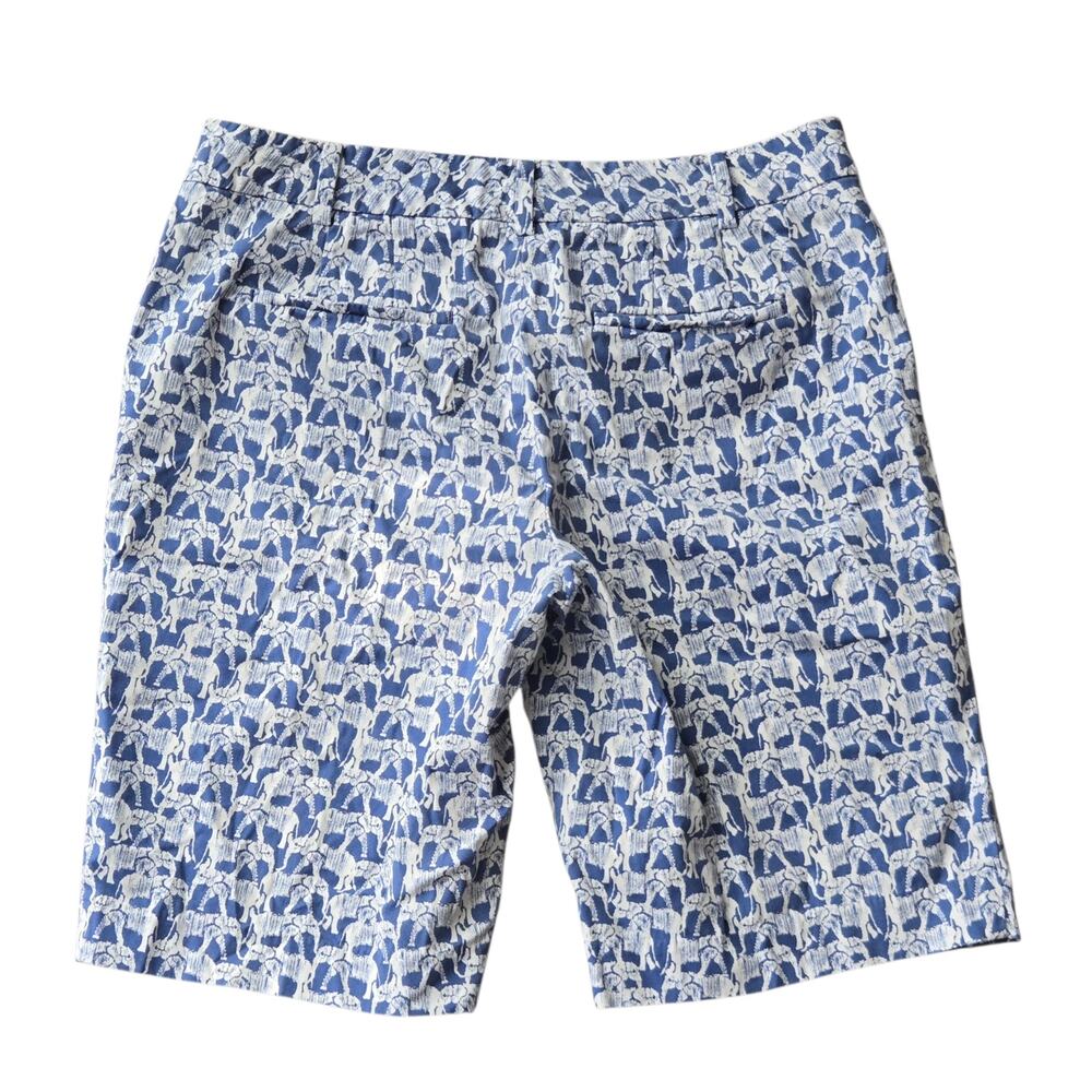 Talbots "The Perfect Short" Bermuda Cobalt Blue/White Elephant Print Size: 4 - Picture 3 of 9